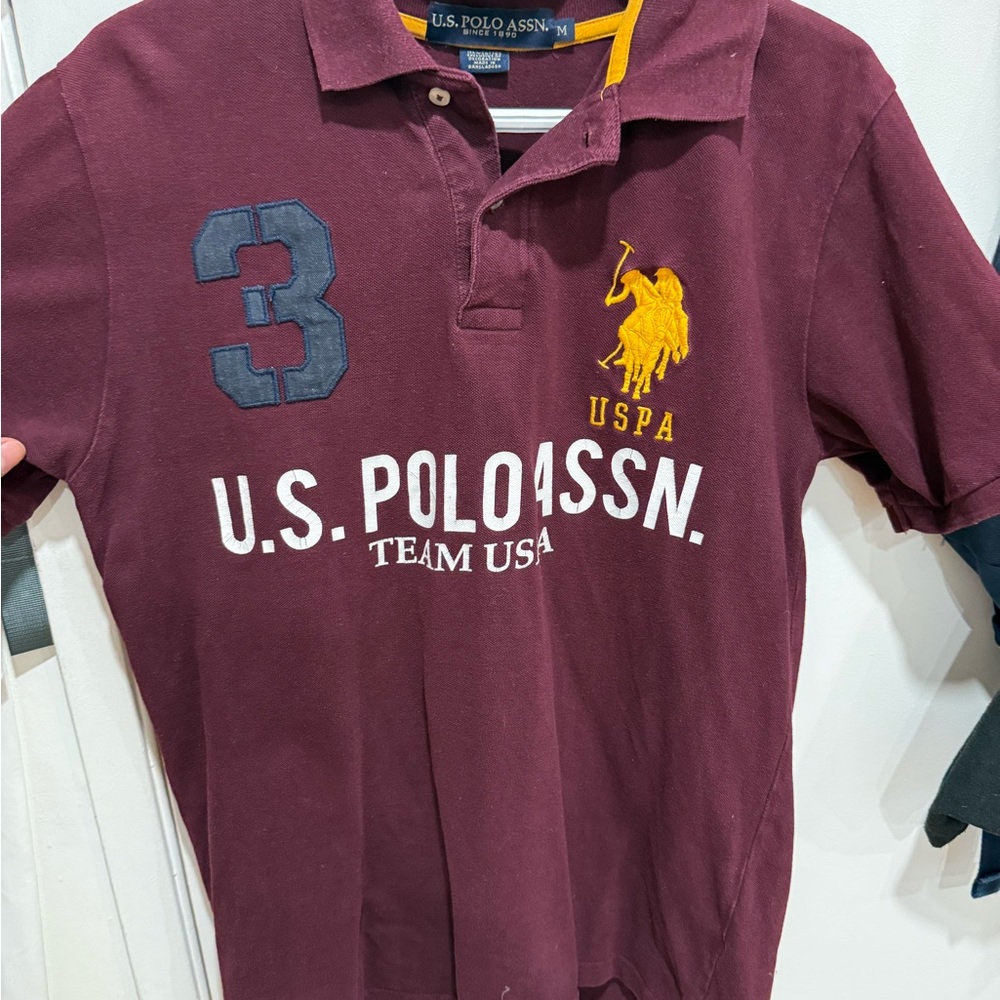 U.S. Polo Assn. Burgundy Polo with Yellow Emblem